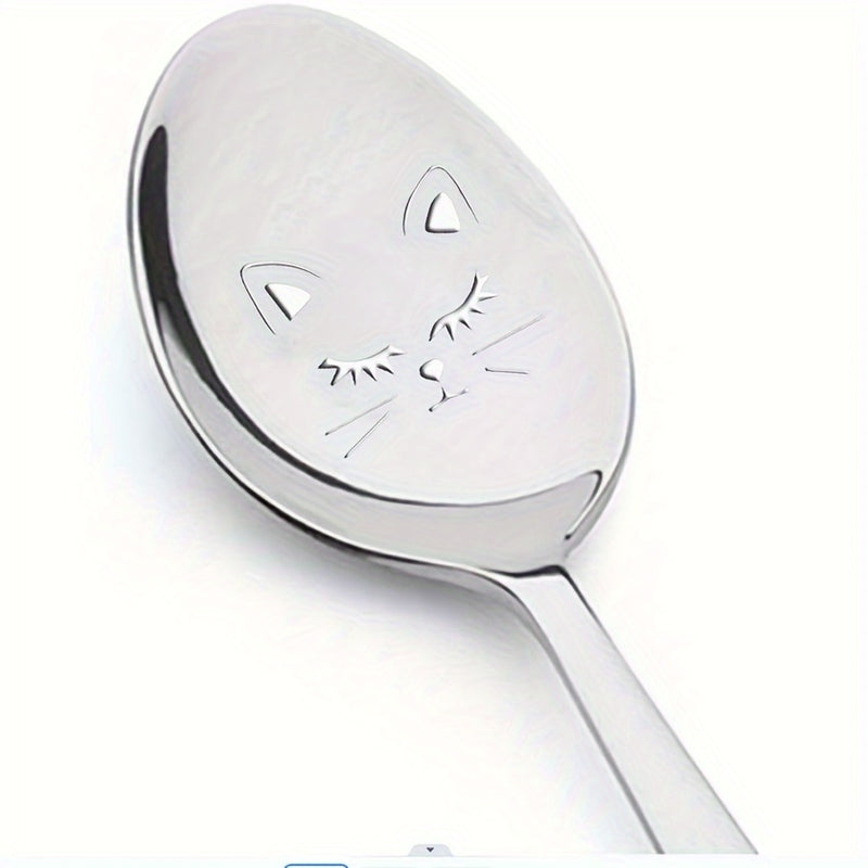 1/2pcs Cuchara De Acero Inoxidable Grabada Con Láser, Cuchara De Mango Largo, Cuchara De Gato Divertida, Linda Cuchara De Café Y Té, Regalo Para Hombres, Mujeres, Amigos, Él, Ella, Mejores Regalos De Cumpleaños Y Navidad, Artículos De Cocina, Cosas De Co
