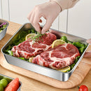 Conjunto de almacenamiento de alimentos de acero inoxidable con 5 piezas - Contenedores cuadrados grandes, reutilizables y versátiles para carne, frutas y verduras - Ideal para acampar, al aire libre y uso doméstico, organizador de cocina apilable