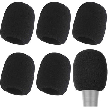 6 piezas de fundas de parabrisas de espuma negra para micrófonos - Duraderas, aislamiento acústico para uso portátil y de estudio, accesorios para micrófonos | Equipo profesional para micrófonos | Fundas de parabrisas de espuma