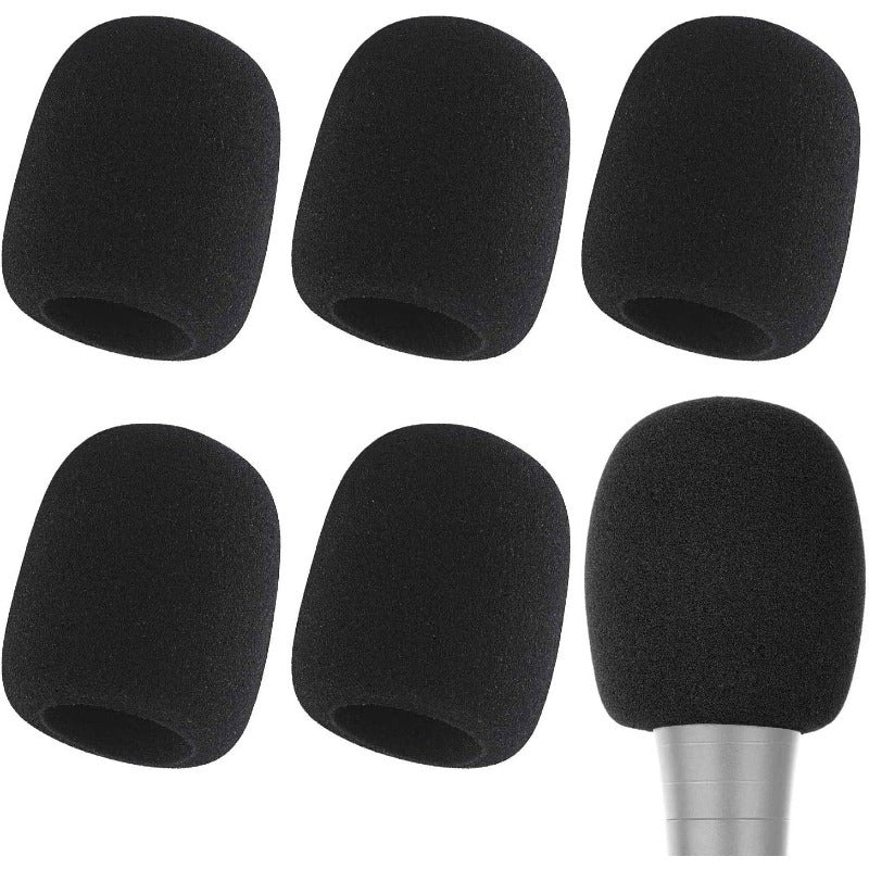 6 piezas de fundas de parabrisas de espuma negra para micrófonos - Duraderas, aislamiento acústico para uso portátil y de estudio, accesorios para micrófonos | Equipo profesional para micrófonos | Fundas de parabrisas de espuma