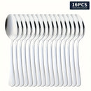 Juego de 16 Cucharas de Acero Inoxidable Plateado, Cuchara para Sopa, Cuchara Ralladora y Mezcladora - Adecuadas para Sopas, Café y Postres - Lavavajillas Seguro - Utensilios Esenciales para Hogar y Restaurante