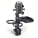 Bandeja Giratoria 360° para Consola de Auto - Soporte para Teléfono y Navegación con Porta Hamburguesas/Comida, Organizador de Tazas de Café - Bandeja Multiusos de Plástico Duradero para Viajes Seguros, Mesa de Coche Resistente