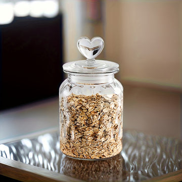 Tarros de Vidrio en Forma de Corazón para Alimentos 22oz/32oz/45oz - Contenedores Herméticos y Elegantes, ¡Perfectos para Granos y Galletas!