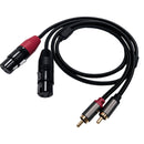 Cable de Audio Profesional Doble Hembra XLR a Macho RCA - Transferencia de Sonido de Alta Calidad para Receptores AV, Amplificadores, Sistemas de Cine en Casa, Equipos de Grabación y Más - con Conectores Rojos y Dorados