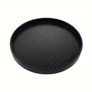 1pc Bandeja de Servir Té de Madera Maciza Redonda Negra con Diseño de Bambú - Elegante Bandeja de Presentación para Snacks, Café y Té Chino, Opciones de Diámetro de 21/24/27/30cm, Bandeja de Té