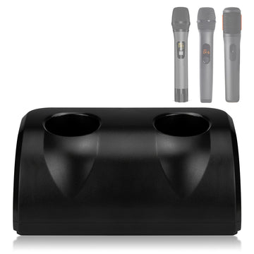 1pc Soporte de micrófono inalámbrico de doble ranura Heikuding, base de almacenamiento de escritorio de plástico para el hogar, fiesta, KTV - Negro