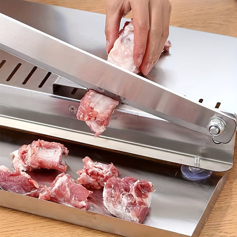 Rebanador de Carne Manual de Alta Resistencia con Hoja Rectangular - Uso Comercial y Doméstico - Fácil Limpieza, Sin Necesidad de Afilado - Perfecto para Congelar Carne, Cerdo, Verduras, Huesos - Construcción en Acero Inoxidable Duradero - Ideal para Coc