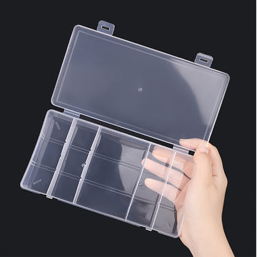 Caja de almacenamiento de pestañas verticales rectangular transparente de 5 cuadrículas con cierre de clic - Sin aroma, no requiere suministro de energía, sin batería - Organizador de herramientas de maquillaje, 1 paquete