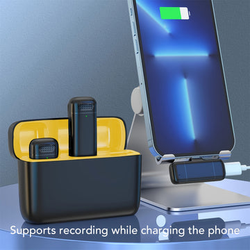 Micrófono inalámbrico profesional de 2 piezas con tecnología de emparejamiento automático, estuche de carga de 48 horas y cancelación de ruido dual. Micrófono inalámbrico plug-and-play, compatible con for iphone, for iPad, for Samsung PC, ideal para entr