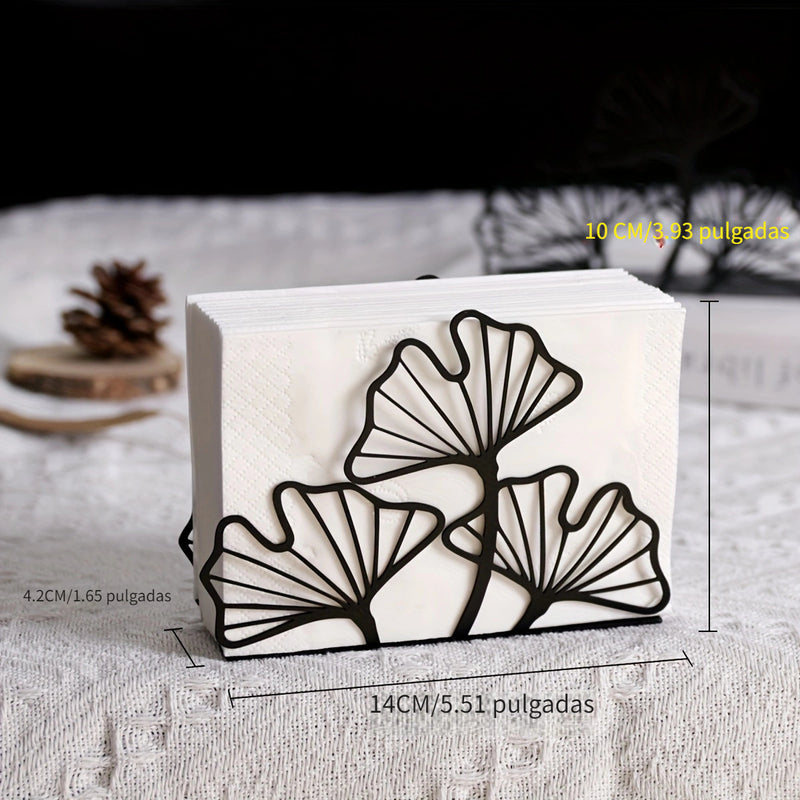 Elegante Porta Servilletas de Hoja de Ginkgo de Metal - Perfecto para Mesas de Comedor y de Café, Decoración de Cocina, Ideal para Restaurantes, Hoteles, Cafeterías