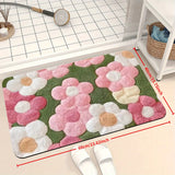 1 alfombra de baño antideslizante con diseño floral brillante, súper suave, absorbente y de secado rápido, lavable, ideal para cocina, entrada y decoración de ducha - Regalo perfecto para casa nueva, accesorios de baño