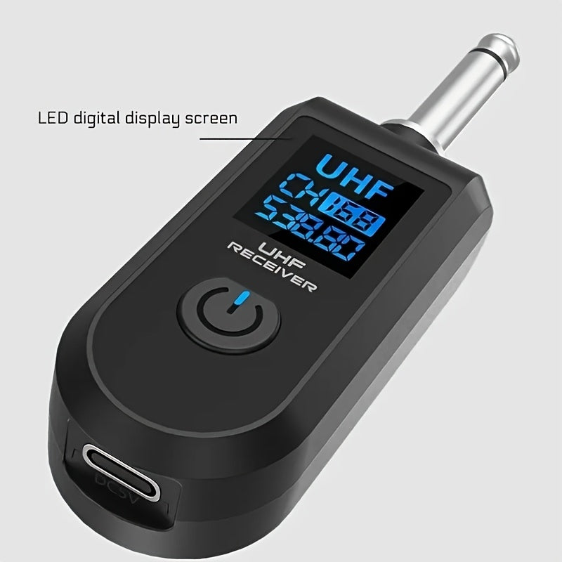 Sistema de micrófono inalámbrico con transmisor y receptor XLR, conector de 6.35 mm, transmisión de larga distancia de 2.4G, carga USB, ideal para micrófonos de instrumentos