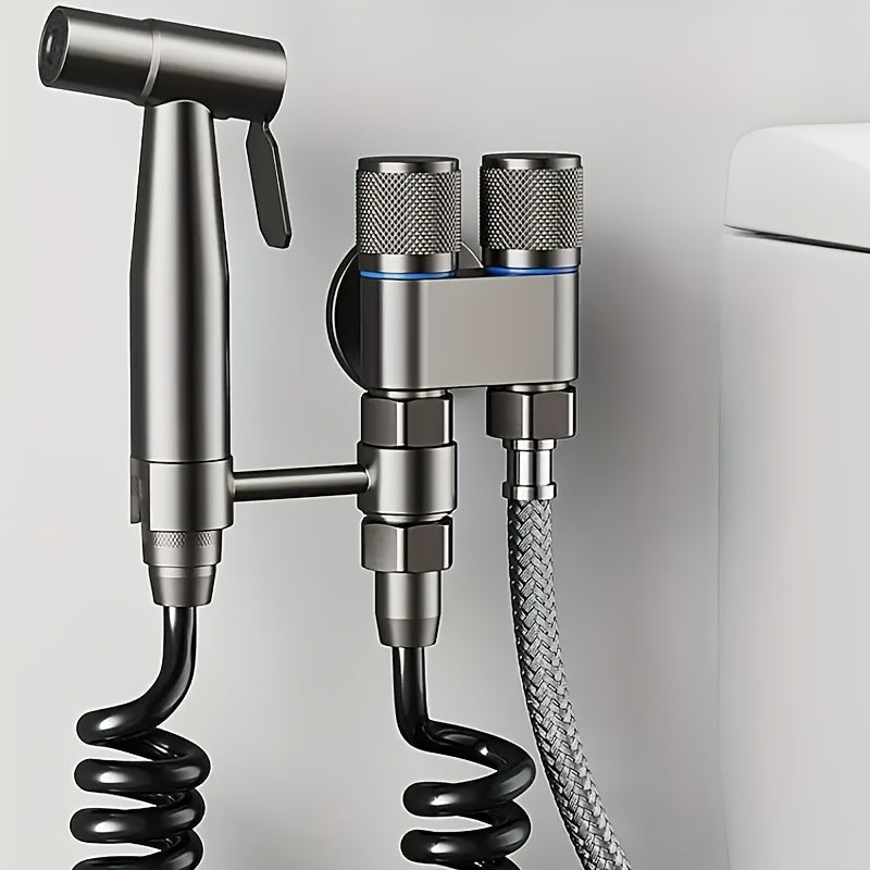 Juego de regadera de acero inoxidable 304, color gris metalizado, válvula de doble salida con manguera suave de 78 pulgadas, fácil instalación, ahorro de agua, limpieza higiénica, función de masaje suave, no requiere electricidad