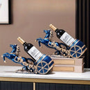 Elegante estante de vino azul para caballo - Diseño de resina lujoso con detalles dorados, ideal para cocina, comedor y decoración del hogar, perfecto para el Día de San Valentín, decoración de caballos.