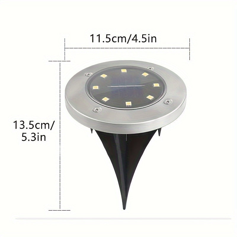 12PCS Luces de jardín solares - Luminaria LED eficiente en energía con sensor de luz, montaje semi-hundido, pantalla de lámpara de acero inoxidable pulido, cuerpo de ABS, fixture decorada con cristal desmontable, base de bombilla B15d, batería de níquel