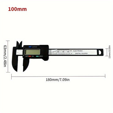 Calibre Digital de Precisión 6 Pulgadas/4 Pulgadas - Esfera de Fibra de Carbono, Herramienta de Medición Micrómetro Vernier con Batería No Recargable