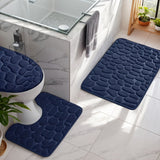 Juego de Alfombras para Baño de Espuma Viscoelástica 3 piezas - Ultraluertas y Absorbentes Antideslizantes en Forma de U para Inodoro, Alfombrillas Lavables a Máquina para Ducha y Bañera con Base de Fieltro, Tapetes Negros para el Suelo del Baño por Segu