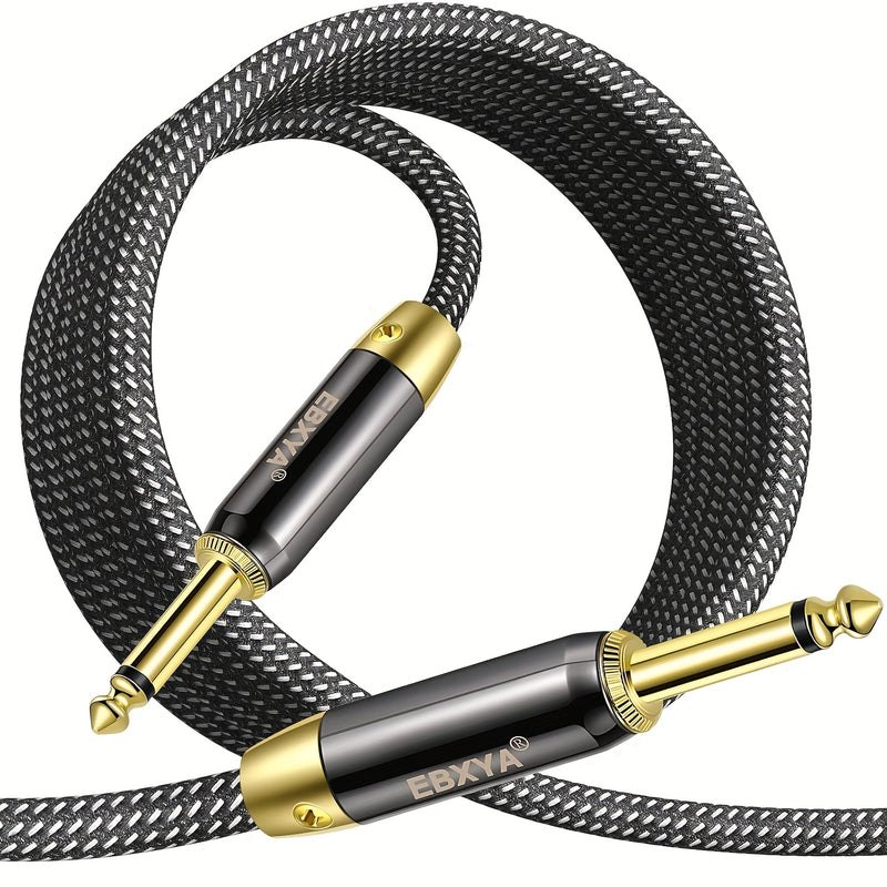 Cable de Guitarra 10ft, Paquete de 2, Cable para Amplificador, Cable Recto a Recto/ Ángulo Derecho de 1/4 pulgada, Cable de Guitarra Chapado en Oro, Trenzado / Verde/ Amarillo TS para Guitarra Eléctrica, Artículo Más Vendido, Temporada de Graduación