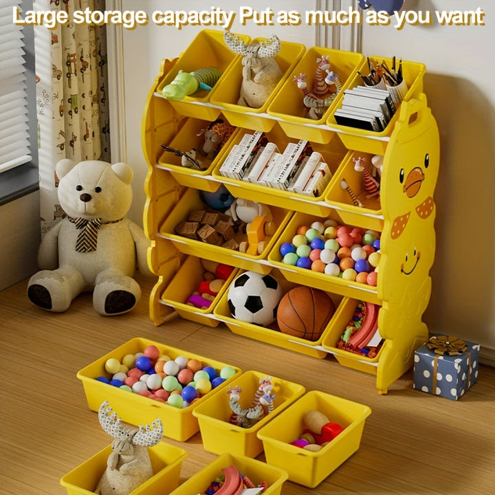 Estantería de 3/4 Niveles con Cajones, Organizador Rodante Multiestilo con Tapa para Juguetes, Libros y Ropa – Ideal para Habitaciones y Salas de Juegos