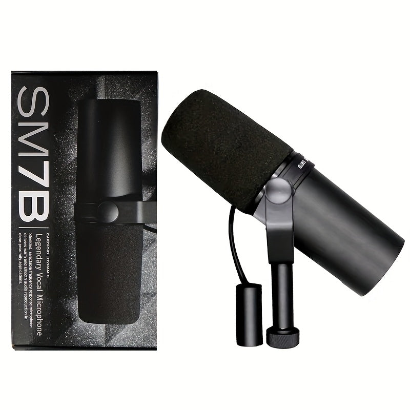 Microfono Dinámico Profesional SM7B - Micrófono de Estudio con Conector XLR, Diseño Resistente y Antigolpes, Incluye Paravientos Desmontable - Para Podcasting, Streaming, Locución - Voces Cálidas, Amplia Respuesta de Frecuencia - Compatible con Estudios