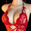 Lencería sexy, diseño de entrepierna abierta, mono esqueleto de encaje, elegante mono para mujer, ropa de seducción para la cama, bata de pasión