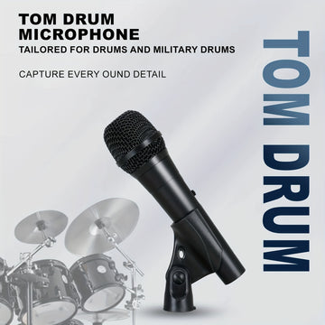 Kit de Micrófono para Instrumentos de 7 Piezas con Cable para Batería: Micrófono Dinámico para Caña, Bajo, Tom, Platillo y Placa de Tambor para Uso en Baterías, Bandas Vocales, DJ, Escenario y Grabación Instrumental en Vivo