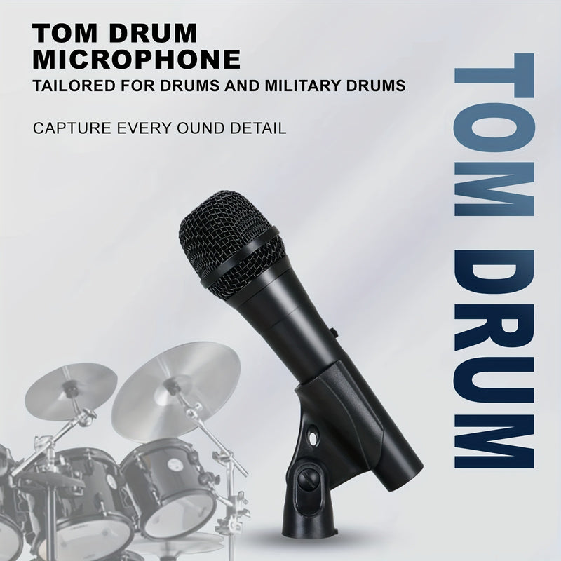 Kit de Micrófono para Instrumentos de 7 Piezas con Cable para Batería: Micrófono Dinámico para Caña, Bajo, Tom, Platillo y Placa de Tambor para Uso en Baterías, Bandas Vocales, DJ, Escenario y Grabación Instrumental en Vivo