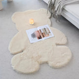 Alfombra suave y acogedora con forma de oso de peluche, ideal para dormitorio, sala o clóset: lavable a máquina, pelo bajo y duradera
