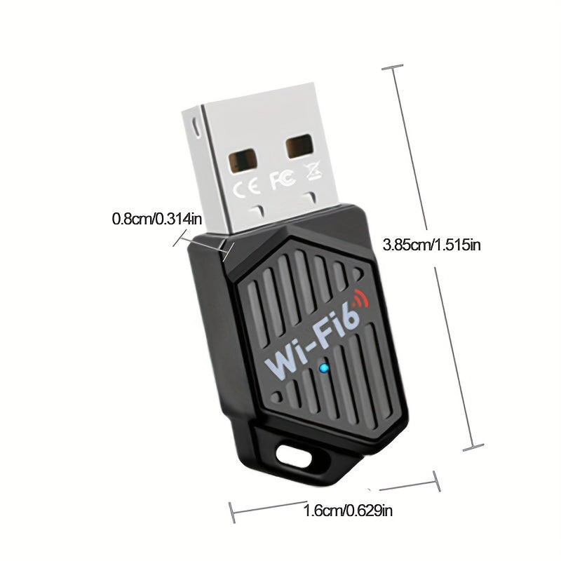 Adaptador de Red Inalámbrica AX900 WiFi 6 - Banda Dual 2.4/5GHz, Velocidades Rápidas de 900Mbps, Plug & Play, Sin Necesidad de Controladores, Compatible con Windows 7/8/10/11, Actualización USB-Powered WiFi 6 para PC, Portátiles, Smartphones y Tabletas -