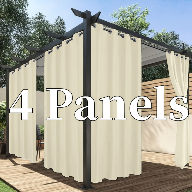 Cortina para patio exterior con 4 paneles, diseño con grommet, protección UV, antióxido, protección solar y privacidad