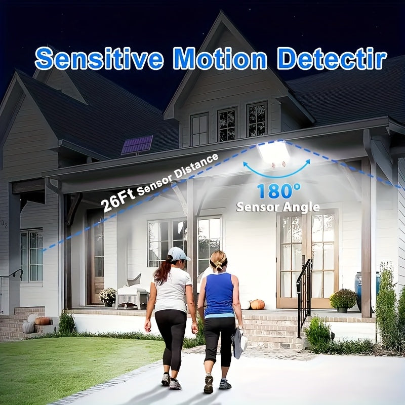344 Luces solares para exteriores LED, luz blanca, 1pc/2piezas, impermeable, sensor de movimiento, ángulo ajustable, ideal para jardín, patio, jardín, garaje - Batería de níquel cargada por energía solar, iluminación exterior | Luz exterior moderna | Luc