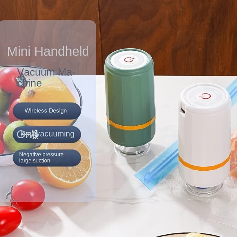 Máquina de sellado al vacío portátil de mano, carga USB, operación automática, fresca y almacenamiento.
