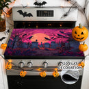 2D Plano, 2D Plano Cubierta Eléctrica de Estufa - Decoración de Cocina de Halloween, Protector de Estufa de Gas con Diseño de Silueta de Calabaza y Murciélago, Perfecto para Cualquier Cocina, Protección de Estufa, 1 Pieza, Protector de Estufa | Accesorio