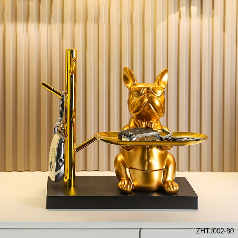 1pc Organizador de Llaves con Diseño de Perro Cartoon - Decoración para Mesa de Entrada en Resina con Gafas y Llavero, Uso Interior/Exterior, Sin Necesidad de Electricidad, Regalo Único para Hogar o Oficina