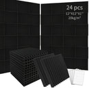 Conjunto de 24 Paneles Aislantes de Sonido Acústico de Alta Densidad, 30.48cm x 30.48cm x 2.54cm Azulejos de Espuma Ignífuga para Estudio, Dormitorio, Sala de Conferencias, Cine en Casa y Sala de Juegos - Mejora la Absorción del Sonido y Seguridad contra
