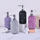 Dispensador de Jabón de 500ml con Incrustaciones de Diamantes - Tipo de Presión, Botella Recargable para Champú, Gel de Ducha y Loción - Accesorio Elegante para el Baño