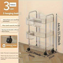 Carrito de almacenamiento acrílico giratorio de 3 niveles, ideal para baño, cocina y sala de estar, caja de pañuelos transparente multicapa con 3 marcos de aleación, diseño giratorio de 360°, carrito portátil, fácil acceso, construcción moderna en plásti