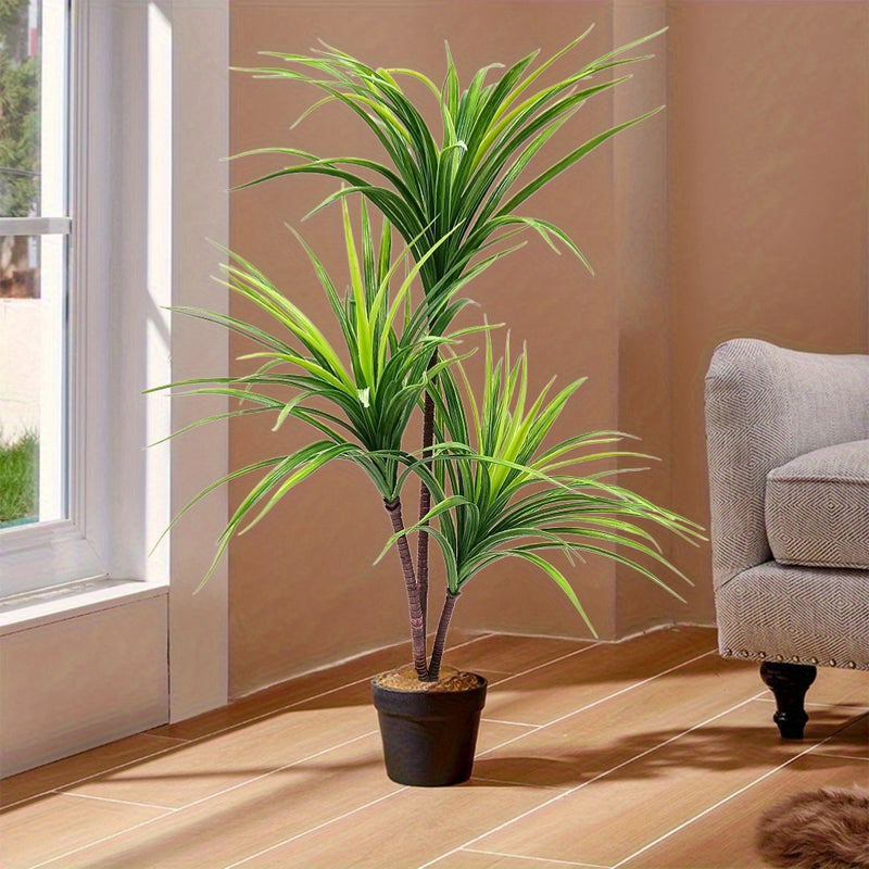 1pc 3-Cabezas Dracaena Planta Artificial - Plástico Resistente a los Rayos UV para Decoración de Interior/Exterior, Bodas, Jardín, Patio, Sesiones de Fotos - Sin Mantenimiento Regalo de Vacaciones para Acción de Gracias, Navidad, Día de la Madre, Día del