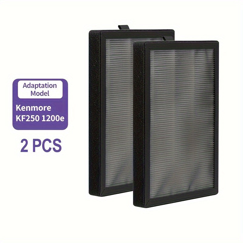 Filtro de repuesto TOPWELL 2-Pack KF250 compatible con el purificador de aire Kenmore 1200e, H13 True HEPA con capa de carbón activado y prefiltro, captura el 99,97% de las partículas, PM2010, reducción de olores