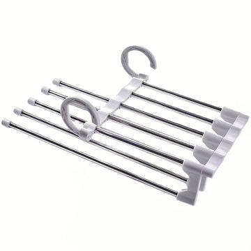 1 perchero de metal de 9 niveles con revestimiento antideslizante, diseño en acero inoxidable, incluye 5 ganchos, reduce el desorden hasta un 80%, ideal para jeans ajustados y vaqueros