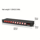Secuenciador de potencia profesional para audio 1U DEPUSHENG - Controlador digital de alimentación para rack con 10 salidas, pantalla de voltaje, protector contra sobretensiones, 1500W máx., 110V-130V, enchufe estadounidense, material de aleación