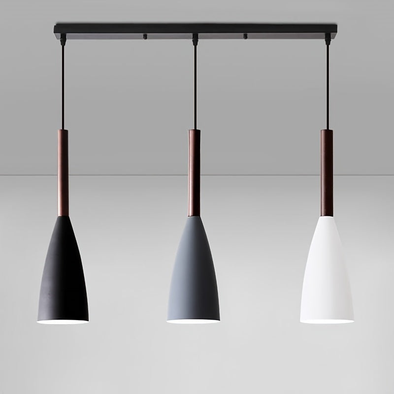 Lómpara de techo nórdica moderna de 3 cabezas en negro, blanco y gris - Zócalo E27, cableado, hardware de instalación incluido para decoración de oficina, cocina y comedor, iluminación de comedor | Lámpara de techo elegante | Candelabro de hierro fundido