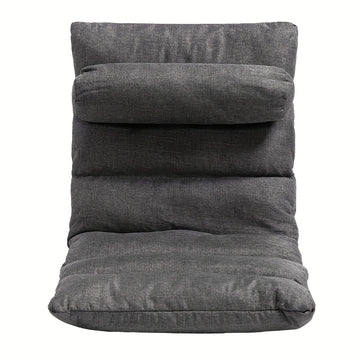 Silla de Oficina Moderna para el Hogar con Ángulo Ajustable, Respaldo Envuelto en Esponja Suave, Ideal para el Hogar, Dormitorio, Dormitorio, Balcón - Tela Gris/Metal, Cojín para Silla de Oficina, Uso de Computadora