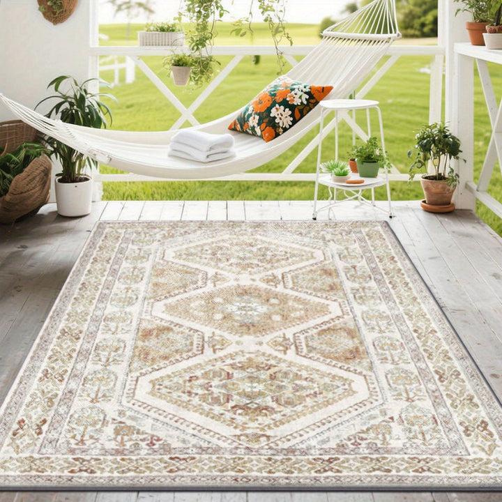 Alfombra de exterior impresa en estilo tradicional chino - Tejido plano 2D, ligero y fácil de limpiar, perfecto para jardín, patio, camping en RV, patio trasero y pícnic - Uso interior/exterior, varios tamaños disponibles, idea de regalo de verano, decor