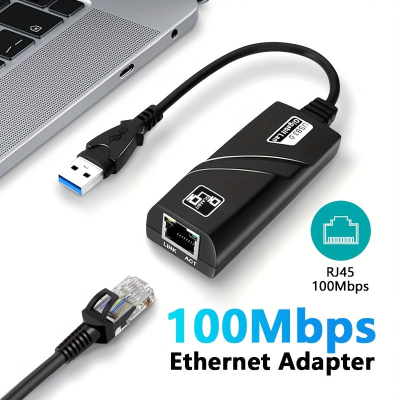 Adaptador Ethernet USB-C a RJ45 100Mbps, Adaptador de Red Compacto con Alimentación USB para Portátil, Compatible con Chips Aladdin, Plug & Play para Oficina en Casa y Gaming, Actualización de Red para Portátiles, Apariencia Profesional, Conexión Rápida