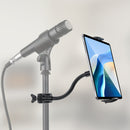 LuoMulong 24" (61cm) Soporte de micrófono de cuello de ganso largo negro con soporte para teléfono inteligente - Aleación de aluminio duradera, ideal para transmisión en vivo, grabación y conciertos al aire libre, equipo de conciertos al aire libre | Sop