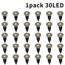 30 luces solares para exteriores, iluminación cálida amarilla, luces de plástico para césped, jardín y decoración de villas, ambiente navideño, luces solares para exteriores