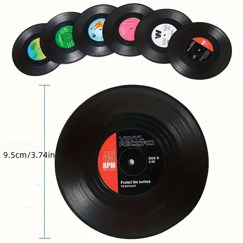 6 posavasos de vinilo, posavasos retro creativos con diseño de CD de rock americano, antideslizantes y aislantes, mantel individual para decoración de habitación