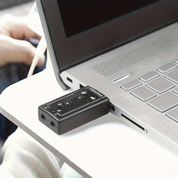 Tarjeta de sonido USB virtual 7.1 canales, adaptador de audio externo USB 2.0 para micrófono, parlantes y auriculares con conector estéreo de 3.5mm