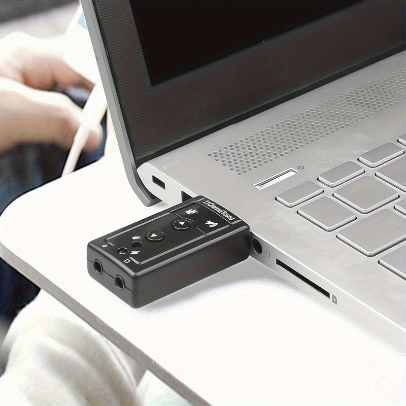 Tarjeta de sonido USB virtual 7.1 canales, adaptador de audio externo USB 2.0 para micrófono, parlantes y auriculares con conector estéreo de 3.5mm